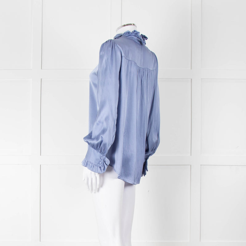 Dea Kudibal Cornflower Blue Ruffled Silk Blouse