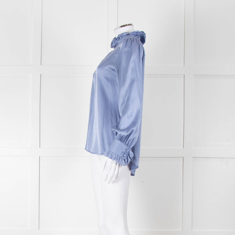 Dea Kudibal Cornflower Blue Ruffled Silk Blouse
