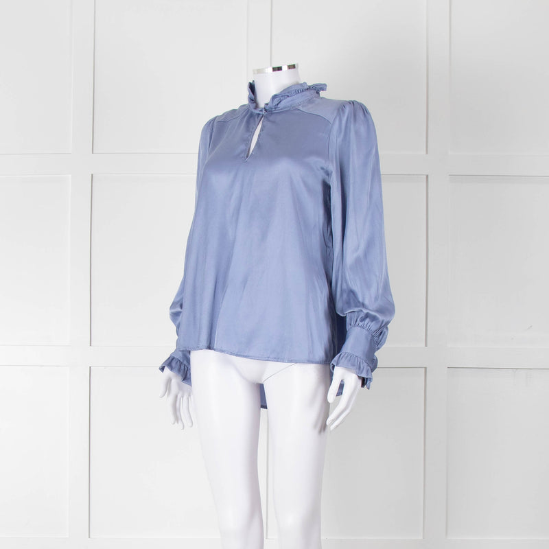 Dea Kudibal Cornflower Blue Ruffled Silk Blouse