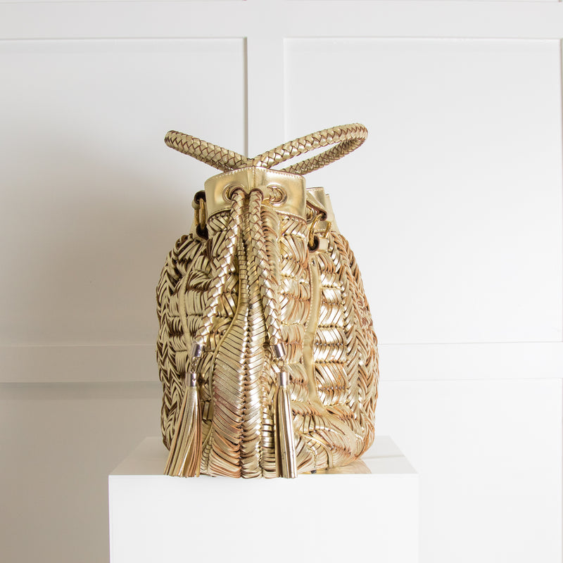 Anya Hindmarch Gold Woven Tassle Bag