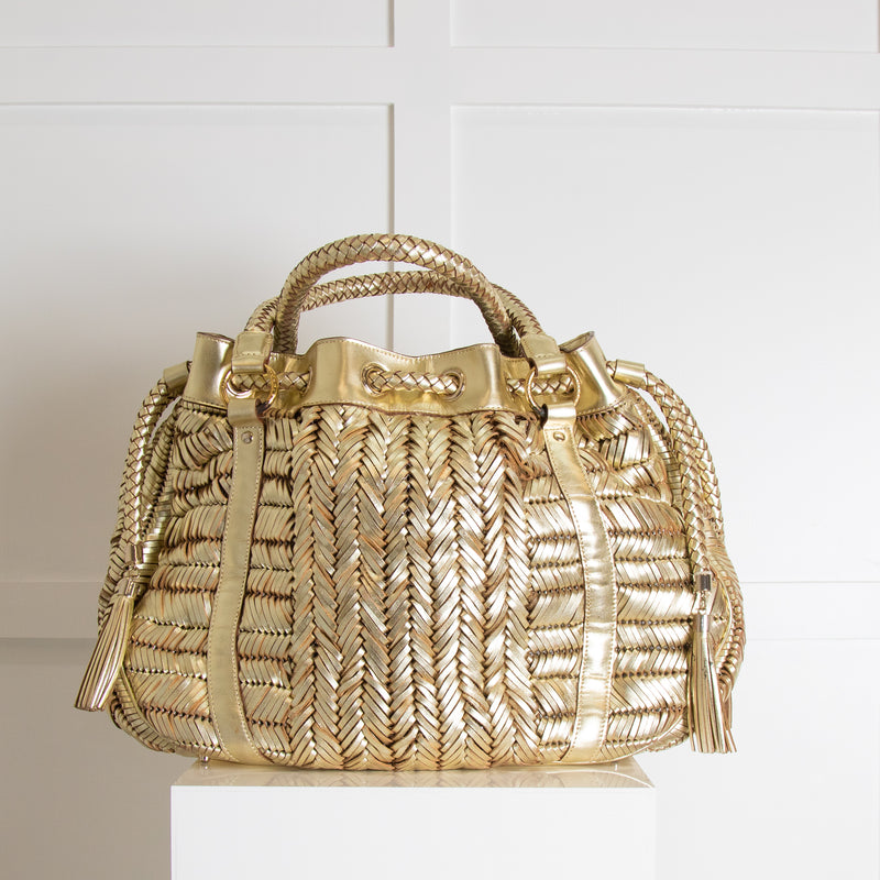 Anya Hindmarch Gold Woven Tassle Bag
