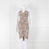 Veronica Beard Cream Tan Turquoise Paisley Halter Mini Dress