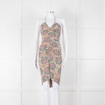Veronica Beard Cream Tan Turquoise Paisley Halter Mini Dress