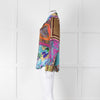 Mirto Patchwork Purple, Orange and Brown Silk Collared Shirt