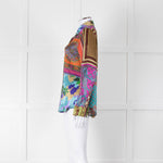 Mirto Patchwork Purple, Orange and Brown Silk Collared Shirt