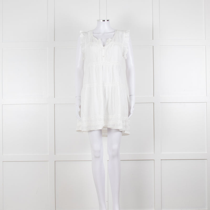 Melissa Odabash Cream Cotton Tiered Mini Sun Dress