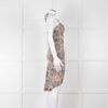 Veronica Beard Cream Tan Turquoise Paisley Halter Mini Dress