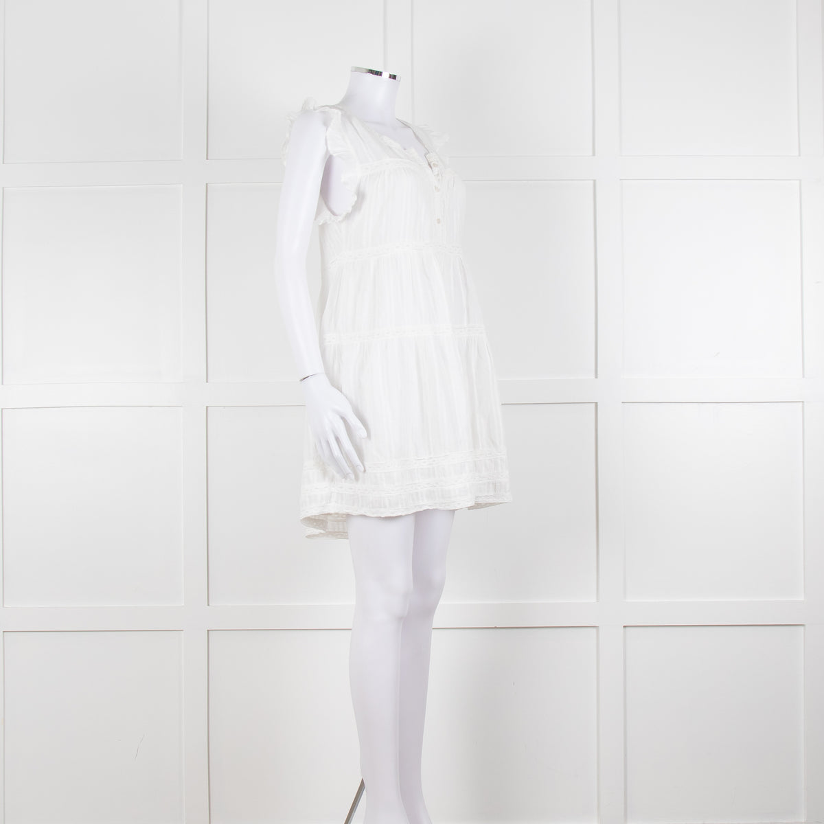 Melissa Odabash Cream Cotton Tiered Mini Sun Dress