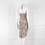 Veronica Beard Cream Tan Turquoise Paisley Halter Mini Dress