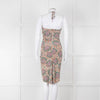 Veronica Beard Cream Tan Turquoise Paisley Halter Mini Dress