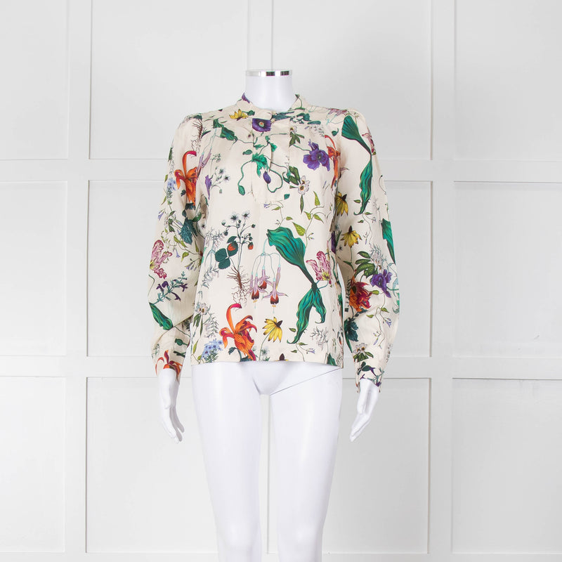 Munthe Cream Floral Silk Blouse