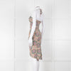 Veronica Beard Cream Tan Turquoise Paisley Halter Mini Dress