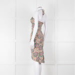 Veronica Beard Cream Tan Turquoise Paisley Halter Mini Dress