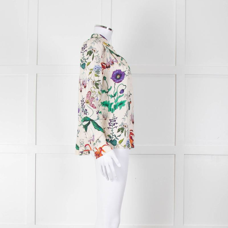Munthe Cream Floral Silk Blouse
