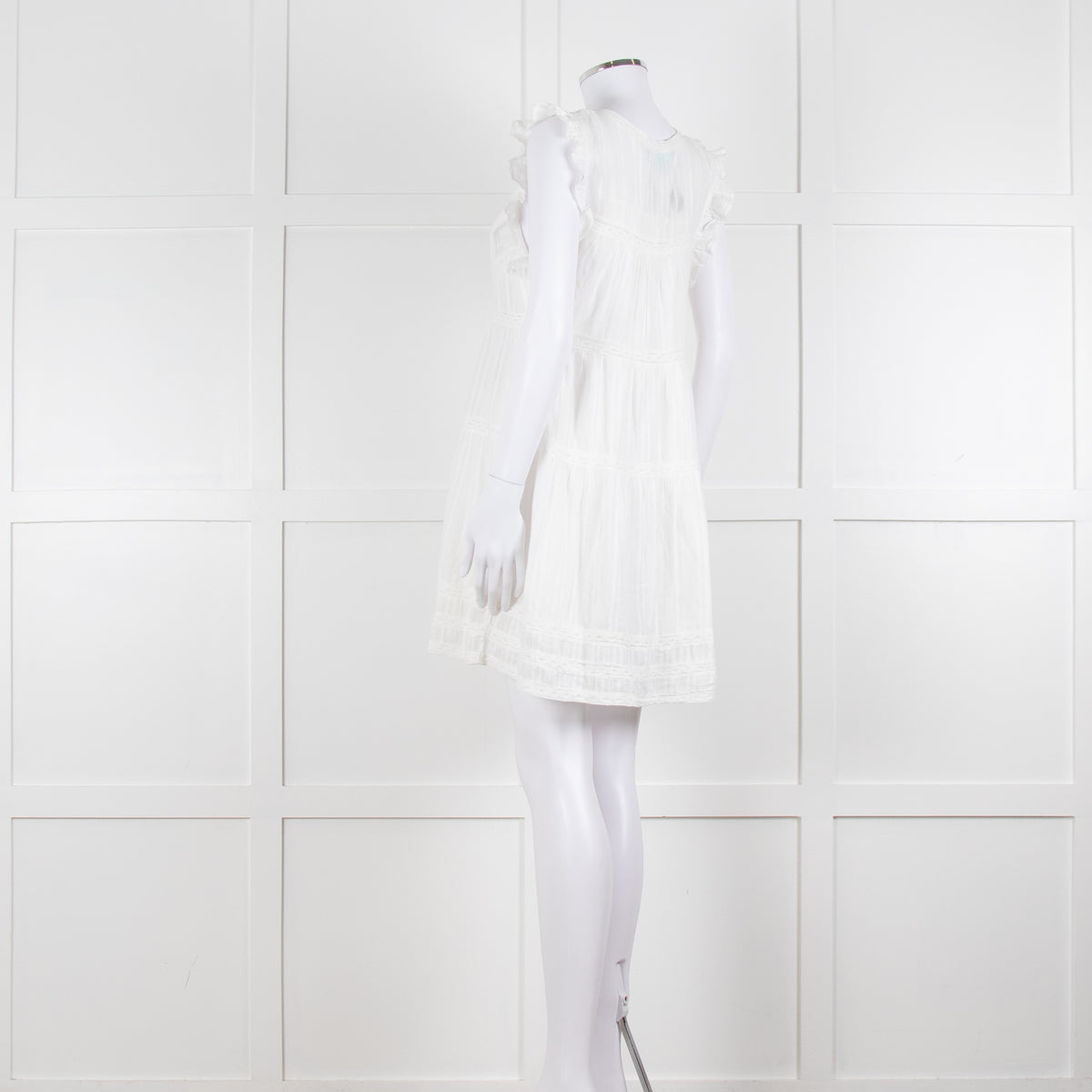 Melissa Odabash Cream Cotton Tiered Mini Sun Dress