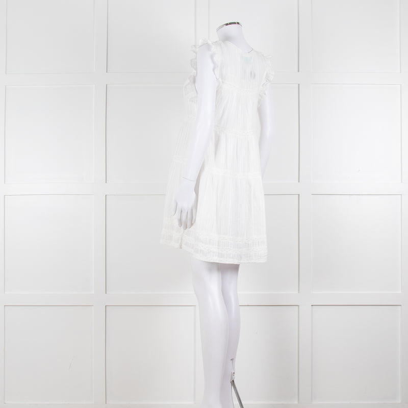 Melissa Odabash Cream Cotton Tiered Mini Sun Dress