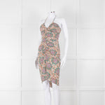 Veronica Beard Cream Tan Turquoise Paisley Halter Mini Dress