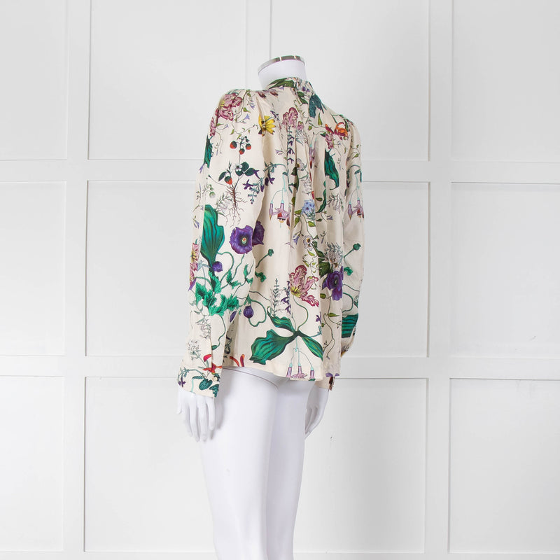 Munthe Cream Floral Silk Blouse