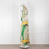 Juan D Dios Cream Green Botanical Print Halter Maxi Dress
