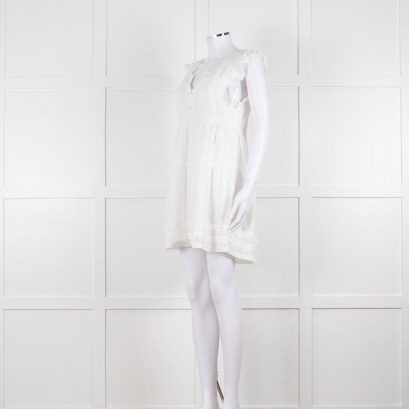 Melissa Odabash Cream Cotton Tiered Mini Sun Dress