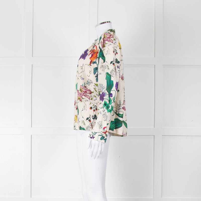 Munthe Cream Floral Silk Blouse