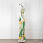 Juan D Dios Cream Green Botanical Print Halter Maxi Dress