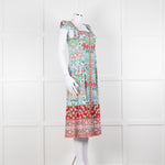 Alice + Olivia Pale Blue Coral Pink Green Floral Cap Sleeve Dress