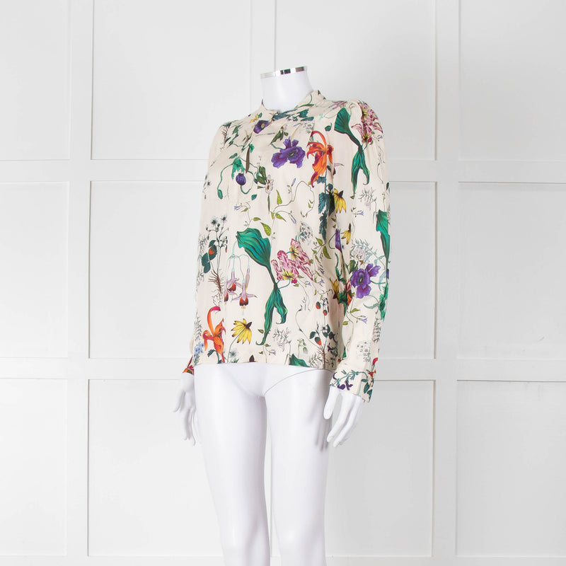 Munthe Cream Floral Silk Blouse