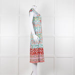Alice + Olivia Pale Blue Coral Pink Green Floral Cap Sleeve Dress