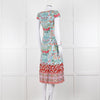 Alice + Olivia Pale Blue Coral Pink Green Floral Cap Sleeve Dress
