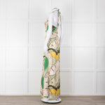 Juan D Dios Cream Green Botanical Print Halter Maxi Dress