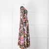 Jane Atelier Black Oversized Floral Midi Dress with Button Cuffs