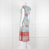 Alice + Olivia Pale Blue Coral Pink Green Floral Cap Sleeve Dress