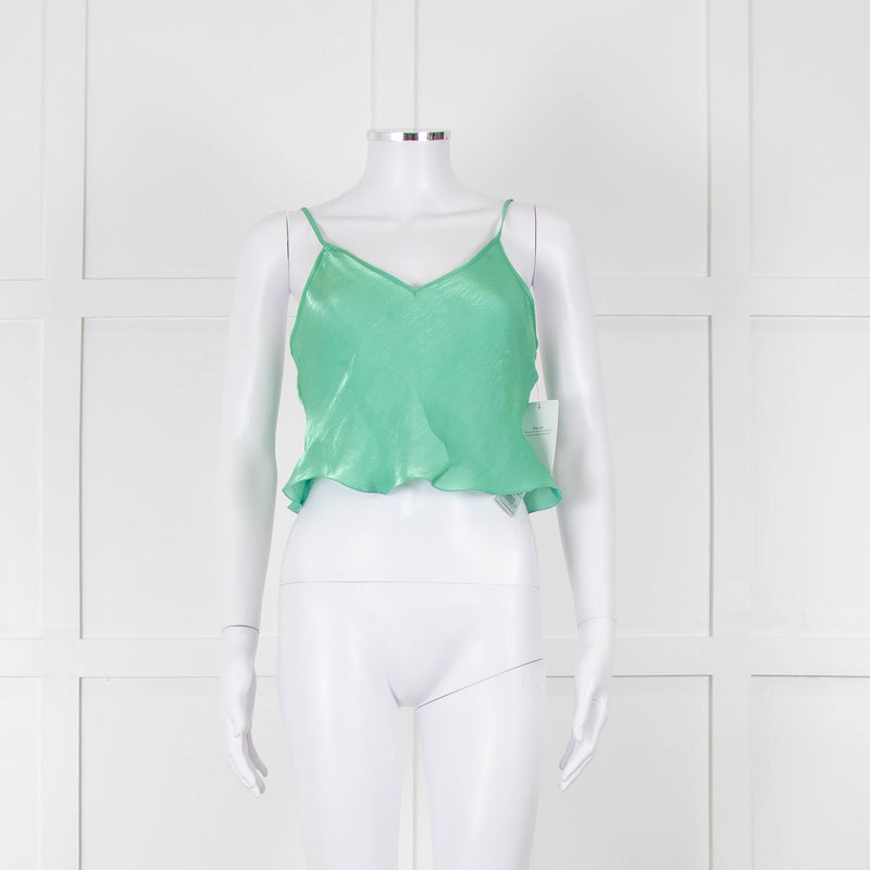 Victoria Beckham Green Shimmery Cropped Camisole