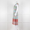 Alice + Olivia Pale Blue Coral Pink Green Floral Cap Sleeve Dress