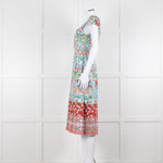 Alice + Olivia Pale Blue Coral Pink Green Floral Cap Sleeve Dress