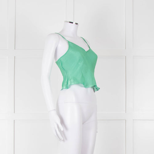 Victoria Beckham Green Shimmery Cropped Camisole