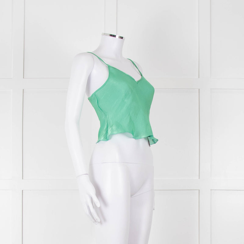 Victoria Beckham Green Shimmery Cropped Camisole