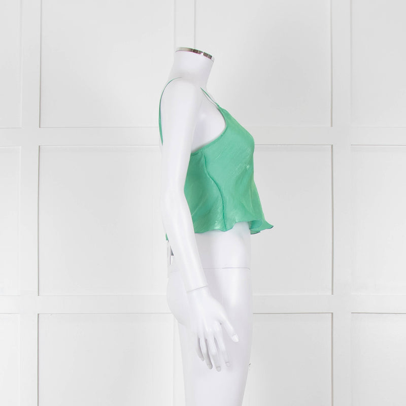 Victoria Beckham Green Shimmery Cropped Camisole