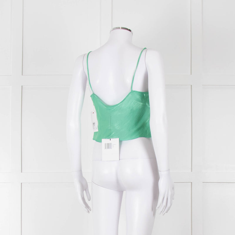 Victoria Beckham Green Shimmery Cropped Camisole