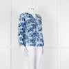 Mercy Delta Pale Blue Dark Blue Print Long Sleeve Silk Top