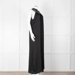 See The Sea Black Cage Neck 100% Silk Maxi Dress