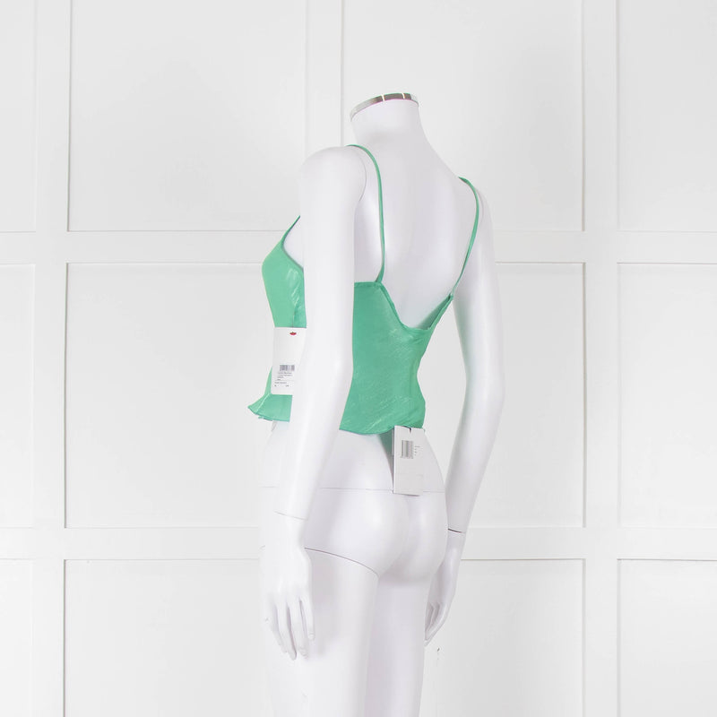 Victoria Beckham Green Shimmery Cropped Camisole