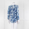 Mercy Delta Pale Blue Dark Blue Print Long Sleeve Silk Top