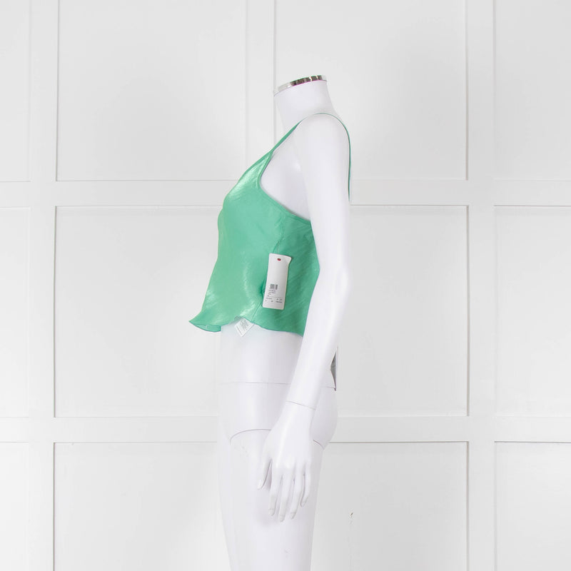 Victoria Beckham Green Shimmery Cropped Camisole