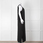 See The Sea Black Cage Neck 100% Silk Maxi Dress