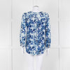 Mercy Delta Pale Blue Dark Blue Print Long Sleeve Silk Top
