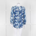 Mercy Delta Pale Blue Dark Blue Print Long Sleeve Silk Top