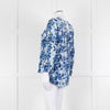 Mercy Delta Pale Blue Dark Blue Print Long Sleeve Silk Top