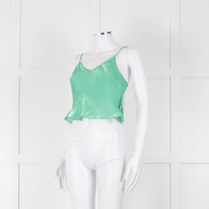 Victoria Beckham Green Shimmery Cropped Camisole